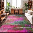 thumbnail image 1 of Area Rugs 5'x7', Pink Green Oil Painting Carpet Runner Indoor Outdoor Rugs Home Decor Aesthetic, Modern Abstract Summer Botanical Non Slip Mats Washable Accent Rug for Living Room Bedroom, 1 of 8