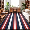 thumbnail image 1 of Area Rugs 5'x7', Red Navy Blue Striped Carpet Runner Indoor Outdoor Rugs Home Decor Aesthetic, Contemporary Minimalist Aesthetic Non Slip Mats Washable Accent Rug for Living Room Bedroom, 1 of 8