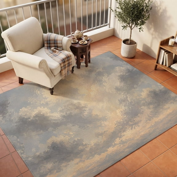 Area Rugs 5'x7', Sky White Cloud Carpet Runner Indoor Outdoor Rugs Home Decor Aesthetic, Farmhouse Horizon Natural Landscape Non Slip Mats Washable Accent Rug for Living Room Bedroom