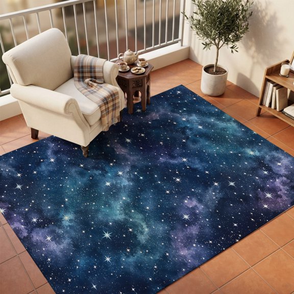 Area Rugs 5'x7', Starry Night Carpet Runner Indoor Outdoor Rugs Home Decor Aesthetic, Modern Universe Glowing Stars Mystic Non Slip Mats Washable Accent Rug for Living Room Bedroom