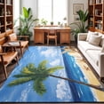 thumbnail image 1 of Area Rugs 5'x7', Summer Palm Tree Carpet Runner Indoor Outdoor Rugs Home Decor Aesthetic, Beach Ocean Coastal Starfish Shells Non Slip Mats Washable Accent Rug for Living Room Bedroom, 1 of 8