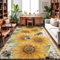 thumbnail image 1 of Area Rugs 5'x7', Sunflower Carpet Runner Indoor Outdoor Rugs Home Decor Aesthetic, Green Botanical Yellow Floral Rustic Plaid Non Slip Mats Washable Accent Rug for Living Room Bedroom, 1 of 8