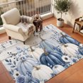 thumbnail image 1 of Area Rugs 5'x7', Thanksgiving Blue Pumpkins Carpet Runner Indoor Outdoor Rugs Home Decor Aesthetic, Fall Eucalyptus Farmhouse Wooden Non Slip Mats Washable Accent Rug for Living Room Bedroom, 1 of 8