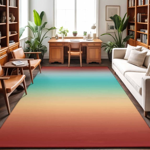 Area Rugs 5'x7', Yellow Green Orange Ombre Carpet Runner Indoor Outdoor Rugs Home Decor Aesthetic, Modern Art Abstract Aesthetics Non Slip Mats Washable Accent Rug for Living Room Bedroom