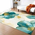 thumbnail image 1 of Area Rugs 5x7 Ft Abstract Floral White Green Flower Gold Line Retro Petals Non-Slip Washable Rug Indoor Rug Floor Mats Non Shedding Carpet for Living Room Bedroom Dining Room Home Decor, 1 of 8