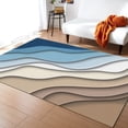 thumbnail image 1 of Area Rugs 5x7 Ft Abstract Geometric Blue Brown Gradient Waves Beach Non-Slip Washable Rug Indoor Rug Floor Mats Non Shedding Carpet for Living Room Bedroom Dining Room Home Decor, 1 of 8