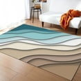 thumbnail image 1 of Area Rugs 5x7 Ft Abstract Geometric Teal Brown Gradient Waves Beach Non-Slip Washable Rug Indoor Rug Floor Mats Non Shedding Carpet for Living Room Bedroom Dining Room Home Decor, 1 of 8