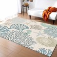 thumbnail image 1 of Area Rugs 5x7 Ft Coral Shell Blue Starfish Ocean Coastal Retro Non-Slip Washable Rug Indoor Rug Floor Mats Non Shedding Carpet for Living Room Bedroom Dining Room Home Decor, 1 of 8