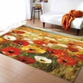 thumbnail image 1 of Area Rugs 5x7 Ft Floral Red White Poppy Sea Of Flowers Sky Lawn Oil Painting Non-Slip Washable Rug Indoor Rug Floor Mats Non Shedding Carpet for Living Room Bedroom Dining Room Home Decor, 1 of 8