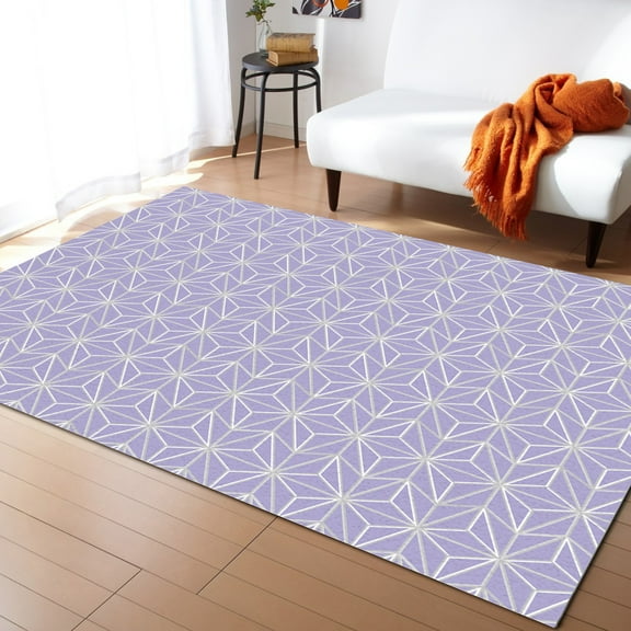 Area Rugs 5x7 Ft Geometric Textured Purple Non-Slip Washable Rug Indoor Rug Floor Mats Non Shedding Carpet for Living Room Bedroom Dining Room Home Decor