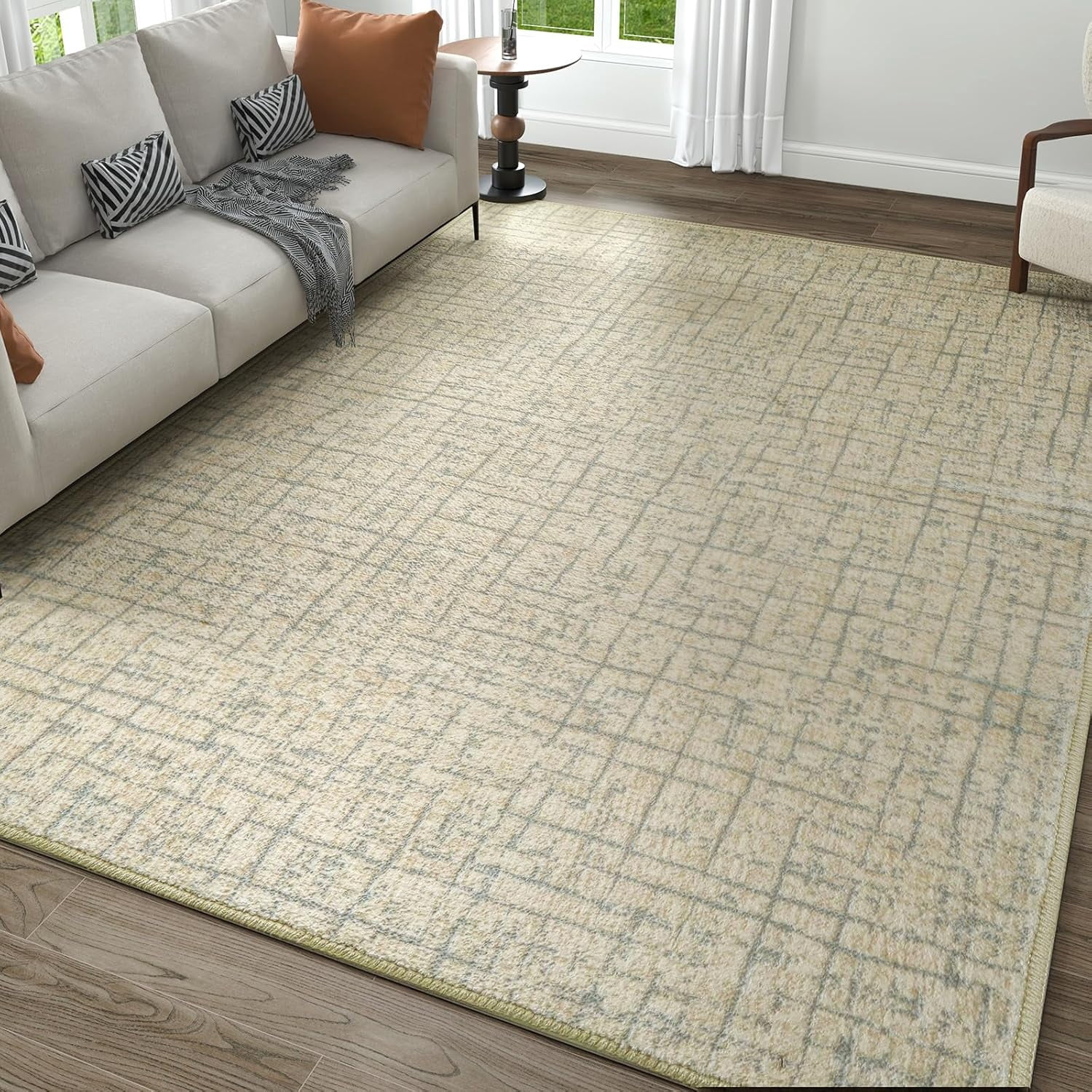 Abstract 5x7 Rugs Area Rugs 5x7, Medium Thick Washable Living Room Rug, Abstract Lines ...