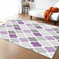 thumbnail image 1 of Area Rugs 5x8 Ft Geometric Morocco Quatrefoil Lattice Purple Grey Non-Slip Washable Rug Indoor Rug Floor Mats Non Shedding Carpet for Living Room Bedroom Dining Room Home Decor, 1 of 8