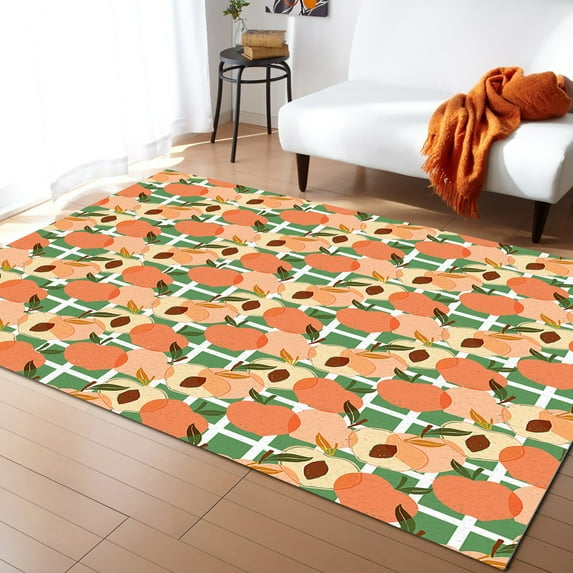 Area Rugs 5x8 Ft Spring Watercolor Pink Peach Lattice Non-Slip Washable Rug Indoor Rug Floor Mats Non Shedding Carpet for Living Room Bedroom Dining Room Home Decor