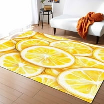 Area Rugs 5x8 Ft Summer Watercolor Yellow Lemon Slice Non-Slip Washable Rug Indoor Rug Floor Mats Non Shedding Carpet for Living Room Bedroom Dining Room Home Decor
