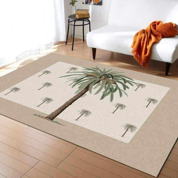 Area Rugs 5x8 Ft Tropical Palm Tree Non-Slip Washable Rug Indoor Rug Floor Mats Non Shedding Carpet for Living Room Bedroom Dining Room Home Decor