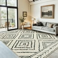 thumbnail image 1 of NewBuros 6'x9' Area Rugs for Living Room, Non-Slip Machine Washable Rugs, Soft Stain Resistant Low Pile Vintage Distressed Print Western Indoor Carpet, White & Black, 1 of 12