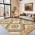 thumbnail image 1 of NewBuros 6'x9' Area Rugs for Living Room, Non-Slip Machine Washable Rugs, Soft Stain Resistant Low Pile Vintage Distressed Print Western Indoor Carpet, Camel, 1 of 12