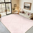 thumbnail image 1 of NewBuros 6'x9' Area Rugs for Living Room, Non-Slip Machine Washable Rugs, Soft Stain Resistant Low Pile Vintage Distressed Print Western Indoor Carpet, Light Pink, 1 of 10