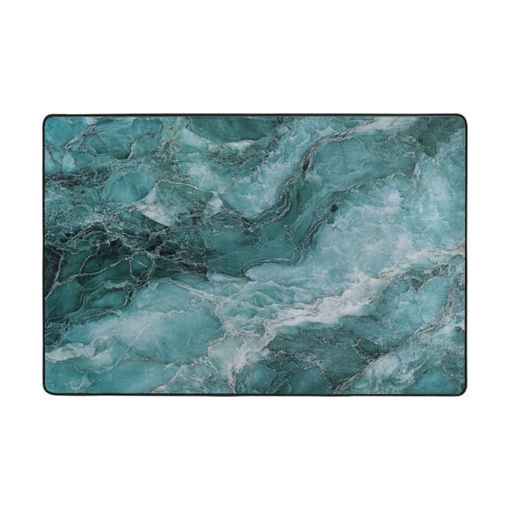 Area Rugs 72"x48" Indoor Non-Slip Wear Resistant Floor Mats Soft Large Carpets for Living Room Bedroom Home Decor Washable Rug Blue Green Marble Grain