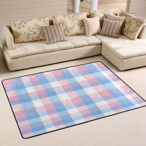 Area Rugs 72"x48" Indoor Non-Slip Wear Resistant Floor Mats Soft Large Carpets for Living Room Bedroom Home Decor Washable Rug Blue and Pink Phone Wallpaper