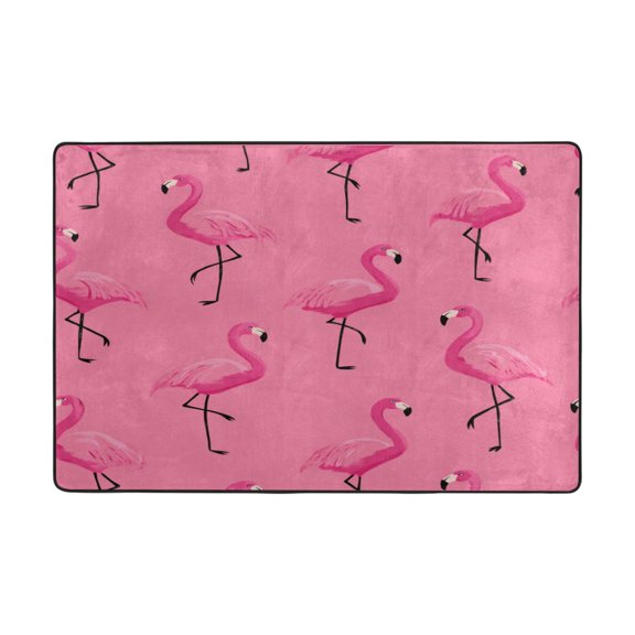 Area Rugs 72"x48" Indoor Non-Slip Wear Resistant Floor Mats Soft Large Carpets for Living Room Bedroom Home Decor Washable Rug Flock Of Cartoon Flamingos