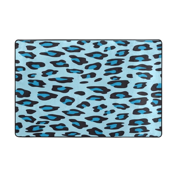 Area Rugs 72"x48" Indoor Non-Slip Wear Resistant Floor Mats Soft Large Carpets for Living Room Bedroom Home Decor Washable Rug Blue Leopard Print