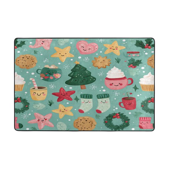 Area Rugs 72"x48" Indoor Non-Slip Wear Resistant Floor Mats Soft Large Carpets for Living Room Bedroom Home Decor Washable Rug Christmas Items