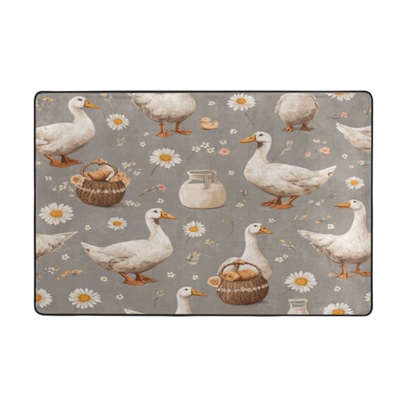Area Rugs 72"x48" Indoor Non-Slip Wear Resistant Floor Mats Soft Large Carpets for Living Room Bedroom Home Decor Washable Rug Geese and Ducks