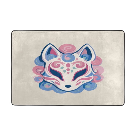 Area Rugs 72"x48" Indoor Non-Slip Wear Resistant Floor Mats Soft Large Carpets for Living Room Bedroom Home Decor Washable Rug Kitsune Mask Logo