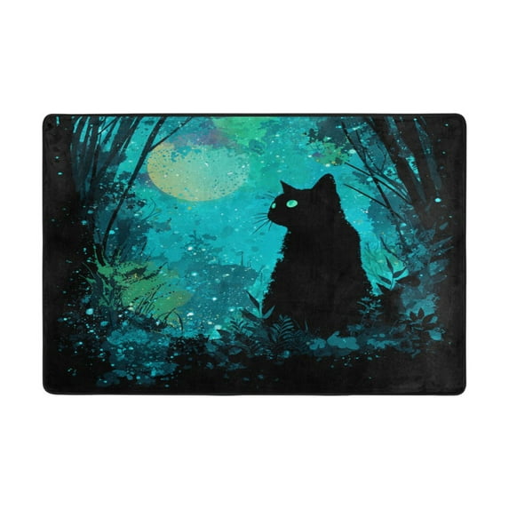Area Rugs 72"x48" Indoor Non-Slip Wear Resistant Floor Mats Soft Large Carpets for Living Room Bedroom Home Decor Washable Rug Magic Black Cat