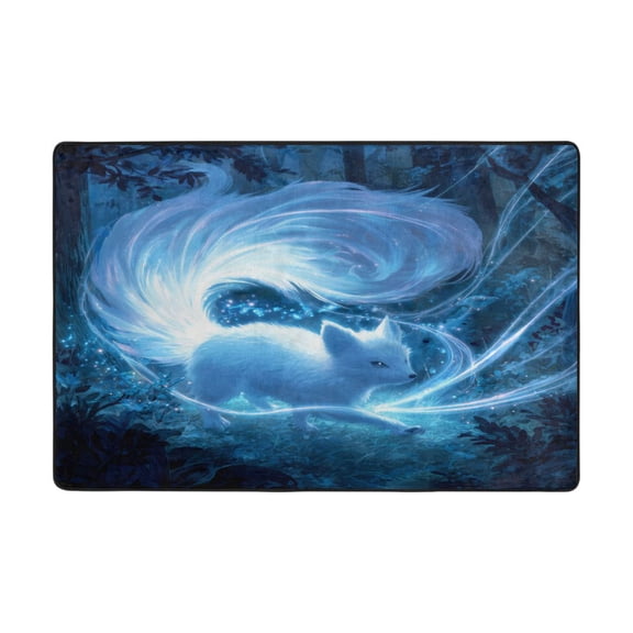 Area Rugs 72"x48" Indoor Non-Slip Wear Resistant Floor Mats Soft Large Carpets for Living Room Bedroom Home Decor Washable Rug Magic White Fox