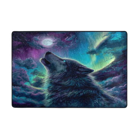 Area Rugs 72"x48" Indoor Non-Slip Wear Resistant Floor Mats Soft Large Carpets for Living Room Bedroom Home Decor Washable Rug Majestic Wolf