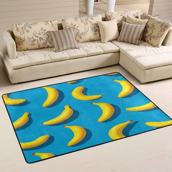 Area Rugs 72"x48" Indoor Non-Slip Wear Resistant Floor Mats Soft Large Carpets for Living Room Bedroom Home Decor Washable Rug Simple Bananas Pattern
