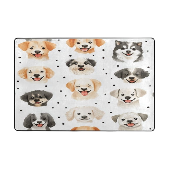 Area Rugs 72"x48" Indoor Non-Slip Wear Resistant Floor Mats Soft Large Carpets for Living Room Bedroom Home Decor Washable Rug Watercolor Happy Dogs