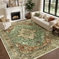 thumbnail image 1 of NewBuros 8'x10' Washable Area Rug for Living Room, Non Slip Vintage Distress Print Pattern Floral Rug, Soft Low Pile Indoor Carpet for Bedroom Dining Room, Brick Red Green, 1 of 12
