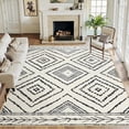 thumbnail image 1 of NewBuros 8'x10' Area Rugs for Living Room, Non-Slip Machine Washable Rugs, Soft Stain Resistant Low Pile Vintage Distressed Print Western Indoor Carpet, White & Black, 1 of 11