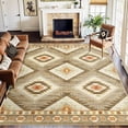 thumbnail image 1 of NewBuros 8'x10' Area Rugs for Living Room, Non-Slip Machine Washable Rugs, Soft Stain Resistant Low Pile Vintage Distressed Print Western Indoor Carpet, Camel, 1 of 12