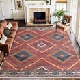 thumbnail image 1 of NewBuros 8'x10' Area Rugs for Living Room, Non-Slip Machine Washable Rugs, Soft Stain Resistant Low Pile Vintage Distressed Print Western Indoor Carpet, Red, 1 of 12