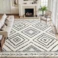 thumbnail image 1 of NewBuros 9'x12' Area Rugs for Living Room, Non-Slip Machine Washable Rugs, Soft Stain Resistant Low Pile Vintage Distressed Print Western Indoor Carpet, White & Black, 1 of 11