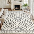 thumbnail image 1 of NewBuros 9'x12' Area Rug for Living Room, Machine Washable Non-Slip Rug, Soft Low Pile Stain Resistant Vintage Western Indoor Rug for Bedroom Dining Room, White & Black, 1 of 10