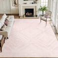 thumbnail image 1 of NewBuros 9'x12' Area Rugs for Living Room, Non-Slip Machine Washable Rugs, Soft Stain Resistant Low Pile Vintage Distressed Print Western Indoor Carpet, Light Pink, 1 of 10