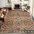 thumbnail image 1 of NewBuros 9'x12' Area Rugs for Living Room, Non-Slip Machine Washable Rugs, Soft Stain Resistant Low Pile Vintage Distressed Print Western Indoor Carpet, Orange, 1 of 12