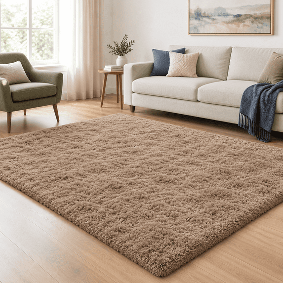 Area Rugs 9x12 Living Room Beige Large Shaggy Carpet Soft Plushry Rug ...