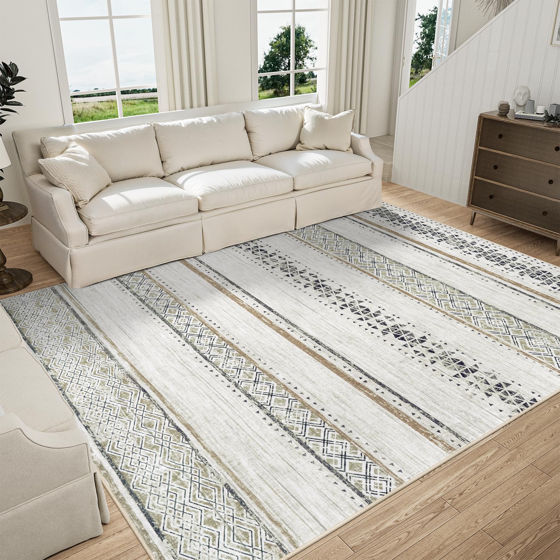 Area Rugs 9x12 Living Room: Large Machine Washable Rug with Non-Slip ...