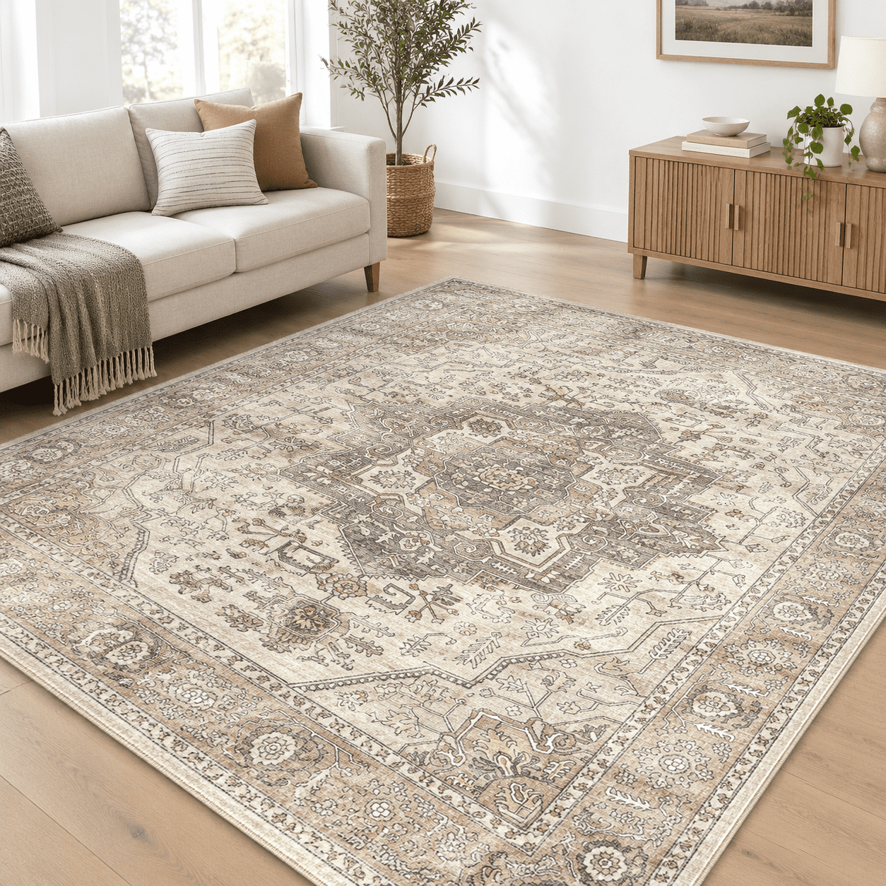 Area Rugs 9x12 Living Room: Washable Vintlight Brown Rug - Walmart.com