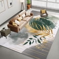 thumbnail image 1 of Area Rugs, Abstract Palm Leaf Gold Foil Rug Home Modern Carpet, Painted Style Carpet Non-Slip Carpets Rectangle Rug For Living Room, Bedroom, Office And Indoor Decoration, 1 of 7