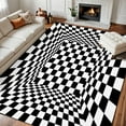thumbnail image 1 of Area Rugs For Bedroom Boho Washable Rug For Living Room Abstract Black White Checkered House Seamless Carpet For Dining Room Soft Rubber Backed Non-Slip Carpets For Bedroom Office 5x6ft, 1 of 6
