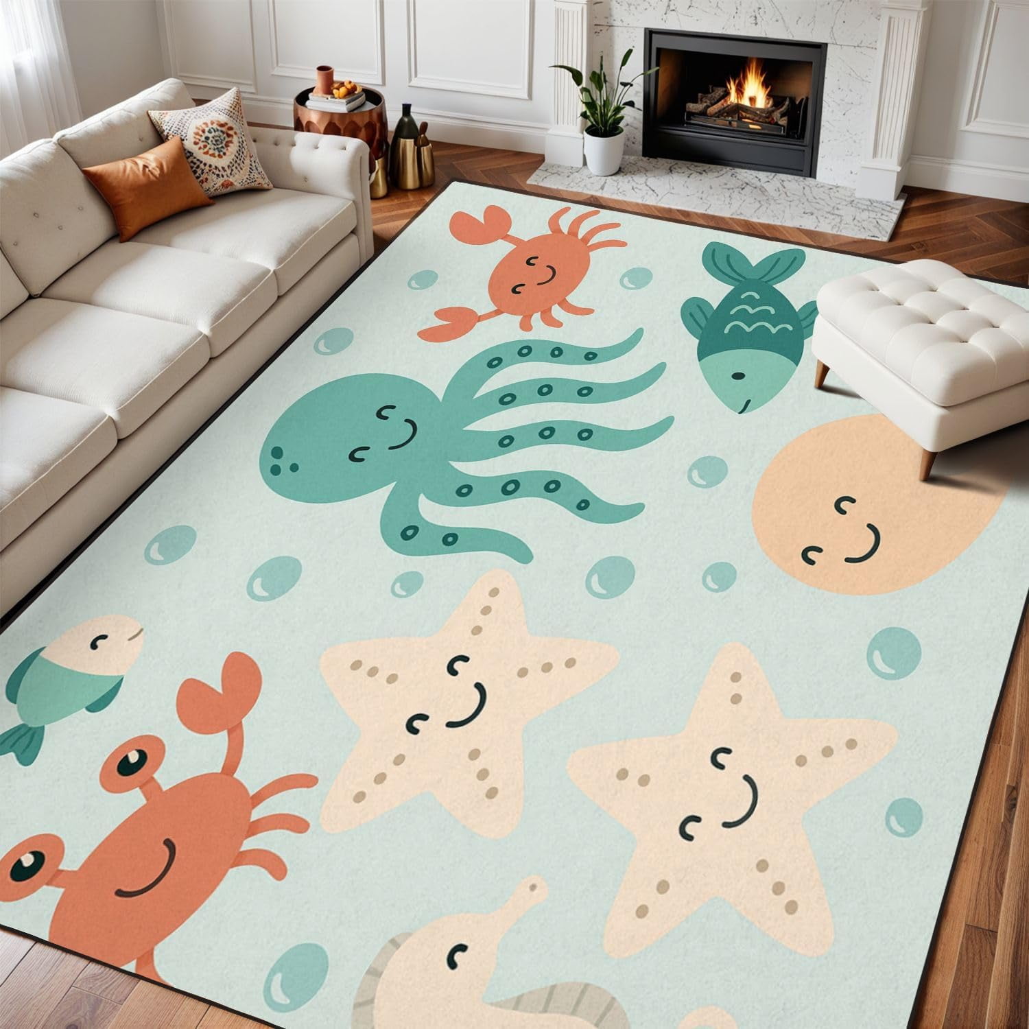 Area Rugs For Bedroom Boho Washable Rug For Living Room Seamless ...