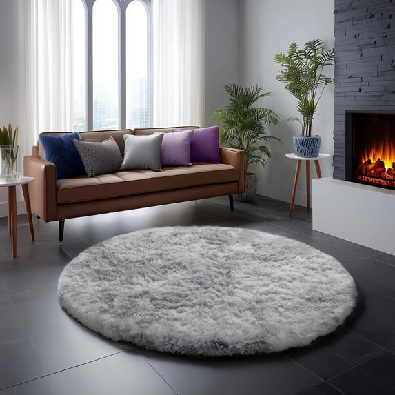 Shag Area Rugs for Living Room 7'(Round), Soft and Fluffy Shaggy Carpet for Pets, Machine Washable Floor Rugs for Living room