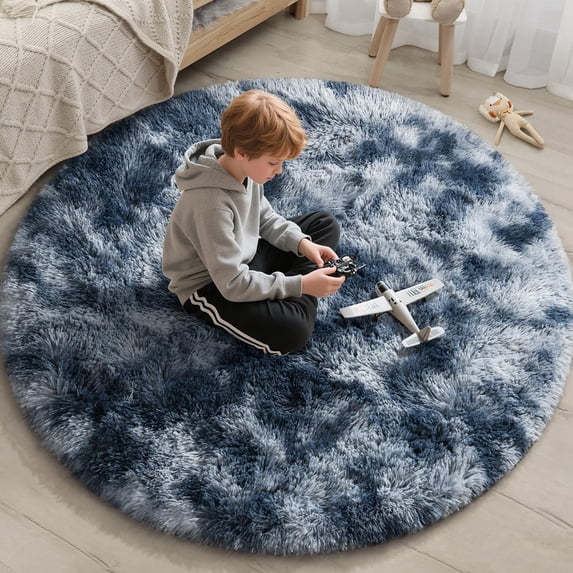 Shag Area Rugs for Living Room 6'(Round), Soft and Fluffy Shaggy Carpet for Pets, Machine Washable Floor Rugs for Living room